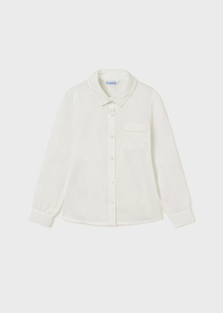 Mayoral Junior 7170-002 Koszula z kołnierzykiem i długim rękawem dla dziewczynki Ecru