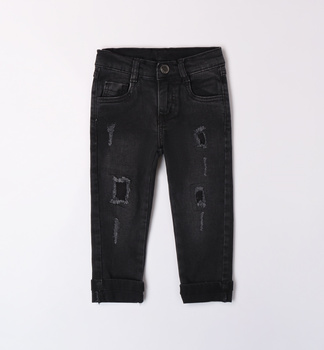 Sarabanda 0A164/00 Długie spodnie jeans przecierane Czarne