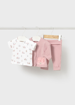 Mayoral Newborn 1877-036 Dres 3-częściowy dla noworodka Rosa baby