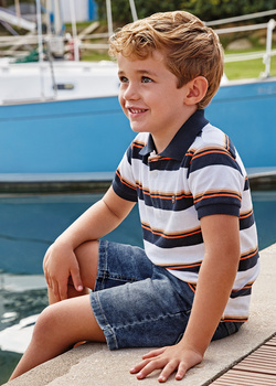 Mayoral Mini 3153-033 Koszulka polo z krótkim rękawem dla chłopca  paski Granat