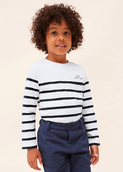 Mayoral Mini 3024-022 Koszulka chłopięca z długim rękawem z nadrukiem z bawełny dla chłopca  Biała