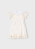 Mayoral Mini 3909-037 Sukienka tiulowa haftowana Hueso