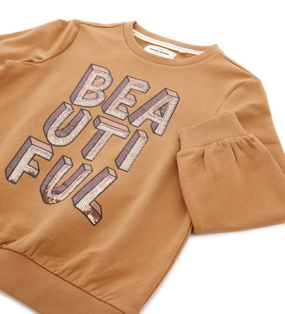 Original Marines DDA3655F Bluza z cekinową aplikacją dla dziewczynki Karmel