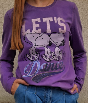 ORIGINAL MARINES DDAV3566F Koszulka z długim rękawem z cekinową aplikacją Snoopy dla dziewczynki Fiolet