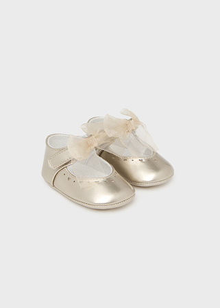 Mayoral Newborn 9814-004 Buty balerinki z kokardką dla noworodka Light gold