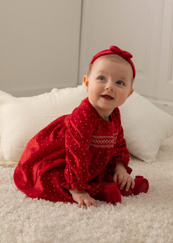 Mayoral Newborn 9568-054 Buty balerinki z opaską dla noworodka  Czerwone