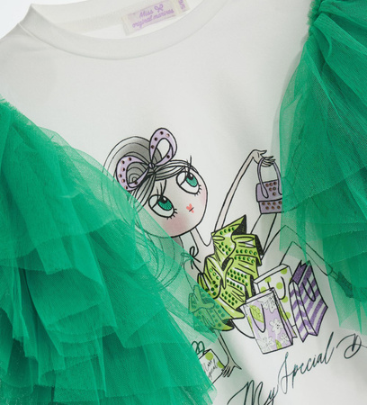 ORIGINAL MARINES DEP3108F Koszulka z tiulem z cyrkoniową aplikacją Zieleń