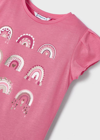 Mayoral Mini 3062-016 Koszulka z krótkim rękawem z nadrukiem tęczy ECOFRIENDS Różowa
