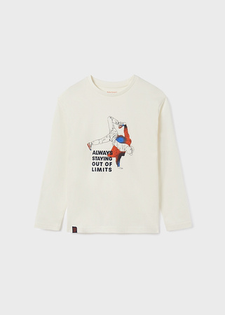 Mayoral Junior 7009-079 Zestaw 2 koszulek chłopięcych z długim rękawem ECOFRIENDS Ecru i czarna paski