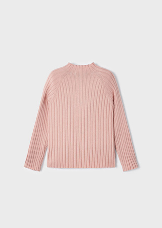 Mayoral Mini 4002-036 Koszulka z długim rękawem w prążek ze stójką dla dziewczynki Nude