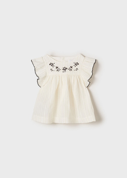 Mayoral Baby 1186-003 Bluzka z haftem dla dziewczynki Ecru