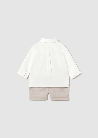Mayoral Newborn 1212-059 Elegancki komplet z koszulą kamizelką, bermudy Duna