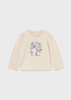 Mayoral Baby 2049-035 Koszulka z długim rękawem z nadrukiem dla dziewczynki Milk vig