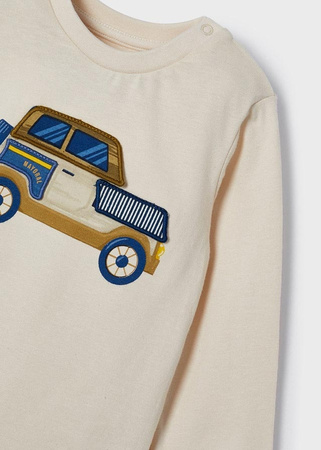 Mayoral baby 2004-079 Koszulka z długim rękawem z motywem interaktywnym dla chłopca ECOFRIENDS Beżowa