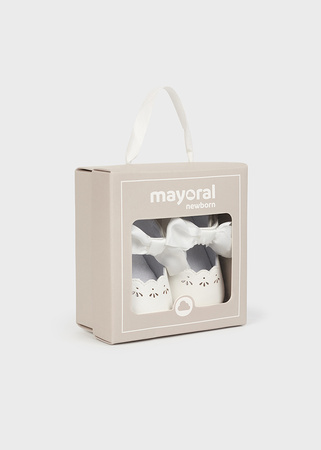 Mayoral Newborn 9631-051 Buty balerinki z kokardką dla noworodka Blanco