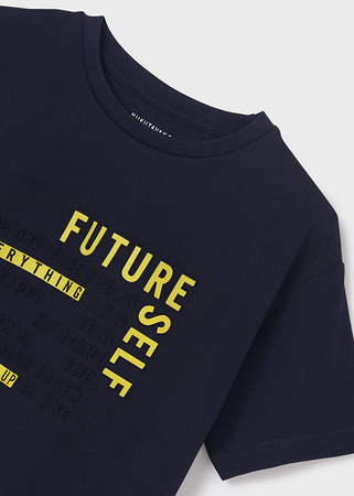 Mayoral junior 6013-026 Koszulka z krótkim rękawem z tłoczonym napisem dla chłopca ECOFRIENDS Granatowa