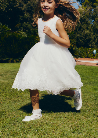 Abel&Lula 5033-007 Sukienka z haftowanego tiulu dla dziewczynki Nata