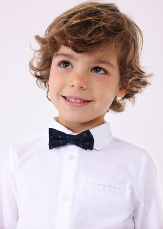 Mayoral Mini 4108-051 Koszula z długim rękawem, z klasycznym kołnierzykiem i muchą dla chłopca Blanco