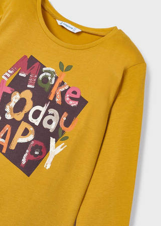 Mayoral Mini 4015-060 Koszulka z długim rękawem dla dziewczynki ECOFRIENDS Mostaza