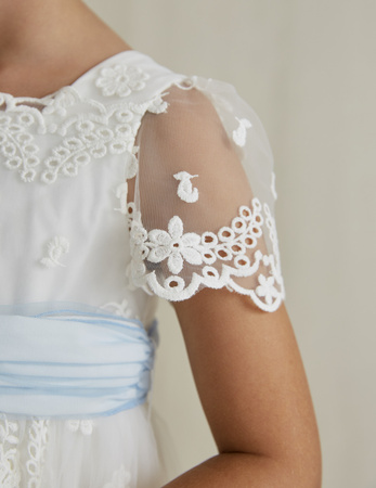 Abel&Lula 5025-076 Sukienka haftowana z niebieską szarfą