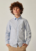 Mayoral Junior 7187-048 Koszula wzorek z długim rękawem, z klasycznym kołnierzykiem dla chłopca Celeste
