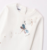 Ido 4A651/00 Koszulka z długim rękawem z nadrukiem i z dżetami dla dziewczynki Ecru