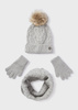 Mayoral 10344-074 Komplet czapka, komin i rękawiczki dla dziewczynki Szary