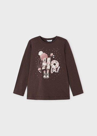 Mayoral Mini 4015-057 Koszulka z długim rękawem dla dziewczynki ECOFRIENDS Chocolate