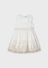 Mayoral Mini 3917-063 Sukienka z haftem dla dziewczynki  Crudo