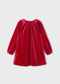 Mayoral Mini 4923-047 Sukienka aksamitna z błyskiem Rojo