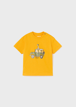 Mayoral baby 1029-044 Koszulka z krótkim rękawem  ECOFRIENDS z aplikacją dla chłopca  Pomarańczowa