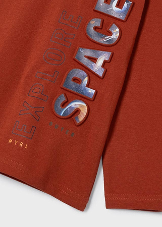 Mayoral Mini 4003-044 Koszulka z długim rękawem dla chłopca z nadrukiem 3D ECOFRIENDS Kolor cegła