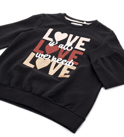 Original Marines DDA3655F Bluza z brokatową aplikacją dla dziewczynki Czarna