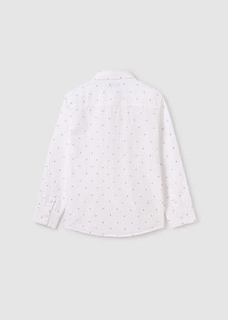 Mayoral Junior 7187-046 Koszula wzorek z długim rękawem, z klasycznym kołnierzykiem dla chłopca Blanco