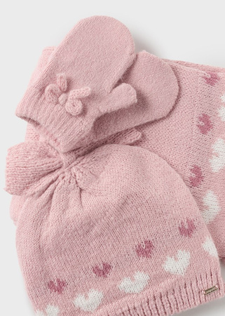 Mayoral 10536-089 Komplet czapka, szalik i rękawiczki dla dziewczynki Rosado