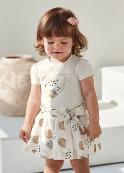 Mayoral baby 1942-019 Komplet z muślinową spódnicą dla dziewczynki Ecru