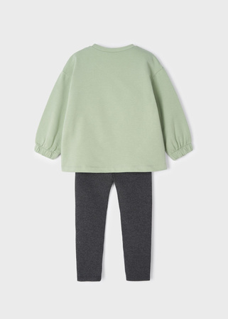 Mayoral Mini 4772-091 Komplet z leginsami w prążek dla dziewczynki ECOFRIENDS zielony