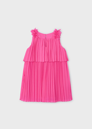 Mayoral Mini 3920-023 Sukienka plisowana dla dziewczynki Fucsia