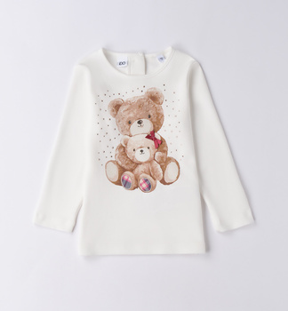 Ido 4F291/00 Koszulka z długim rękawem z nadrukiem Miś Ecru