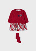 Mayoral Newborn 2817-022 Komplet 3-częściowy ze spódnicą i rajstopami Czerwony
