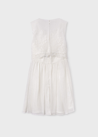 Mayoral Junior 6944-078 Sukienka łączona z haftem dla dziewczynki Crudo