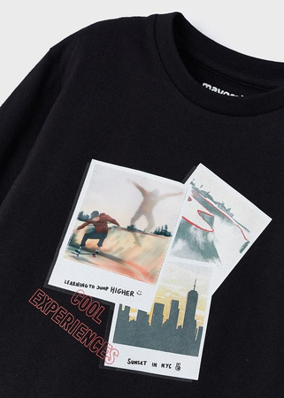 Mayoral Mini 4022-066 Koszulka chłopięca z długim rękawem z motywem interaktywnym Kolor czarny