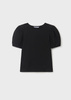 Mayoral Junior 6046-016 Koszulka z ażurem, z krótkim rękawem ECOFRIENDS  Czarna