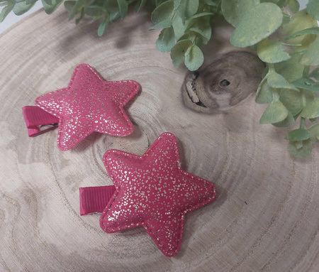 Maade.pl Spinki do włosów Gwiazdki - 2 sztuki Kolor ciemny róż i złoto