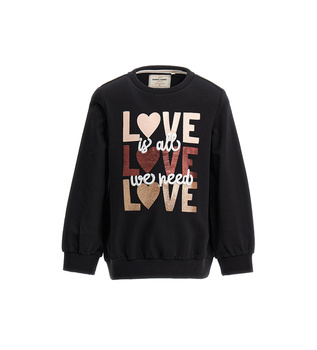 Original Marines DDA3655F Bluza z brokatową aplikacją dla dziewczynki  Czarna