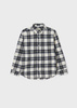 Mayoral Junior 6117-051 Koszula z dodatkiem lnu w kratę z długim rękawem dla chłopca Szara