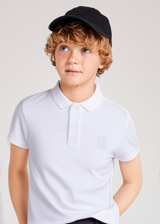 Mayoral Junior 6127-014 Koszulka polo z krótkim rękawem z haftem Blanco