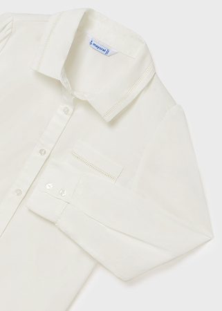 Mayoral Junior 7170-002 Koszula z kołnierzykiem i długim rękawem dla dziewczynki Ecru