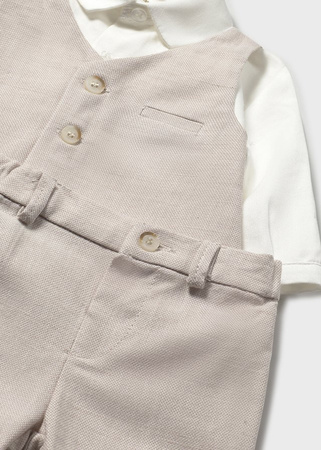 Mayoral Newborn 1212-059 Elegancki komplet z koszulą kamizelką, bermudy Duna