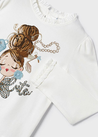 Mayoral Mini 4004-070 Koszulka z długim rękawem dla dziewczynki ECOFRIENDS Crudo bluebe